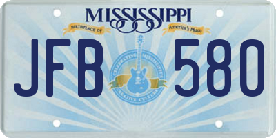 MS license plate JFB580