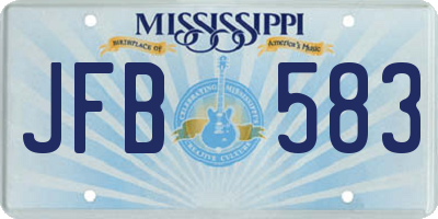 MS license plate JFB583