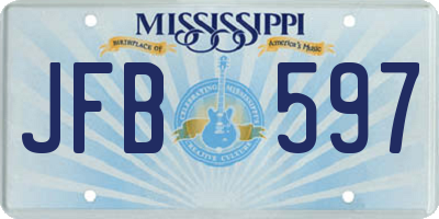 MS license plate JFB597