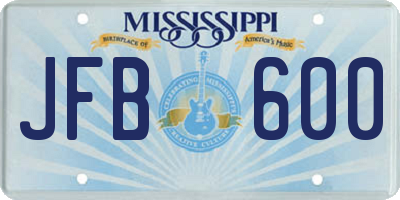 MS license plate JFB600