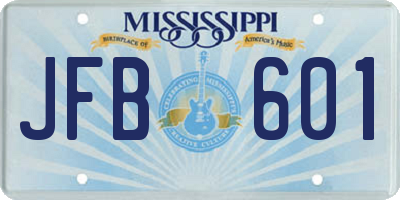 MS license plate JFB601