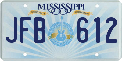 MS license plate JFB612