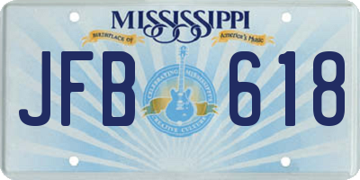 MS license plate JFB618