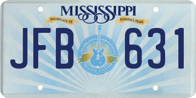 MS license plate JFB631