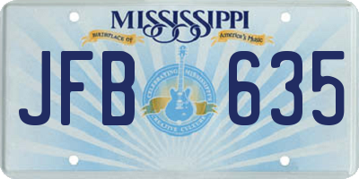 MS license plate JFB635