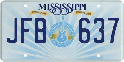 MS license plate JFB637