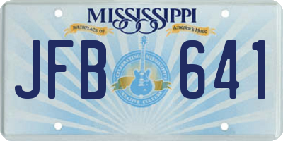 MS license plate JFB641