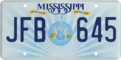 MS license plate JFB645