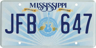 MS license plate JFB647
