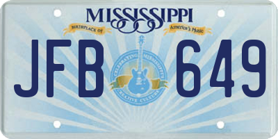 MS license plate JFB649