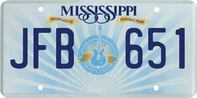 MS license plate JFB651