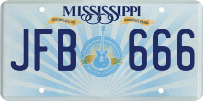MS license plate JFB666