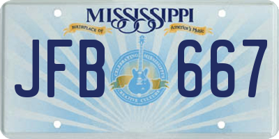 MS license plate JFB667