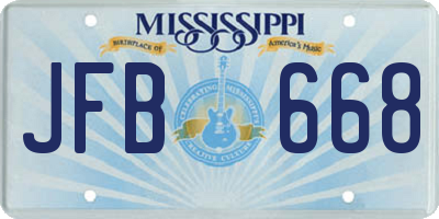 MS license plate JFB668
