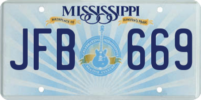 MS license plate JFB669