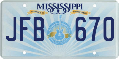 MS license plate JFB670
