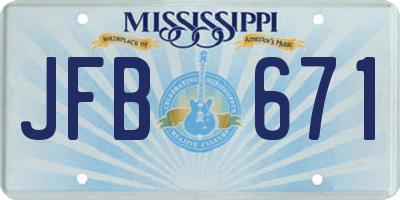 MS license plate JFB671