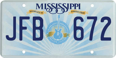 MS license plate JFB672