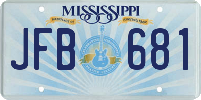 MS license plate JFB681