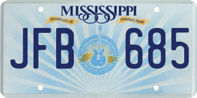 MS license plate JFB685