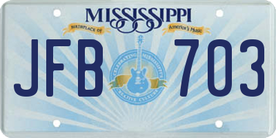 MS license plate JFB703