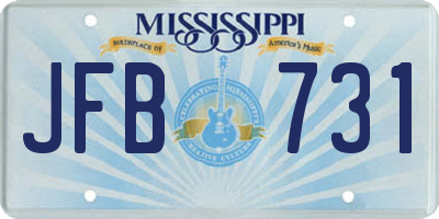 MS license plate JFB731