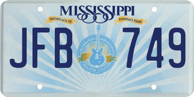 MS license plate JFB749