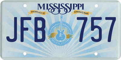 MS license plate JFB757