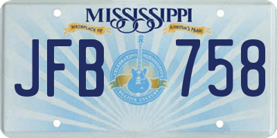 MS license plate JFB758