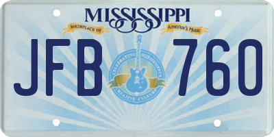 MS license plate JFB760