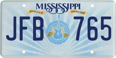 MS license plate JFB765
