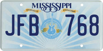 MS license plate JFB768