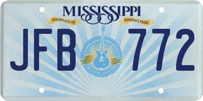 MS license plate JFB772