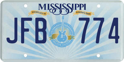 MS license plate JFB774