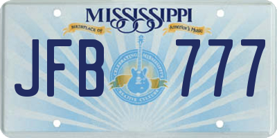 MS license plate JFB777
