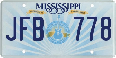 MS license plate JFB778