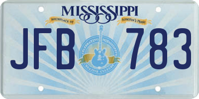MS license plate JFB783