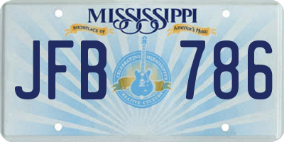 MS license plate JFB786