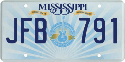 MS license plate JFB791