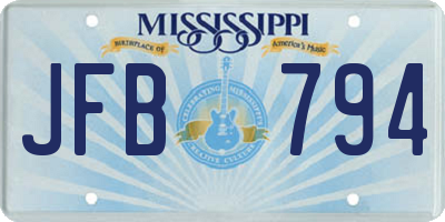 MS license plate JFB794