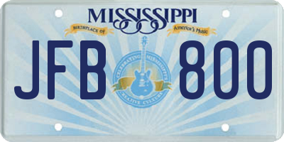 MS license plate JFB800