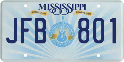 MS license plate JFB801