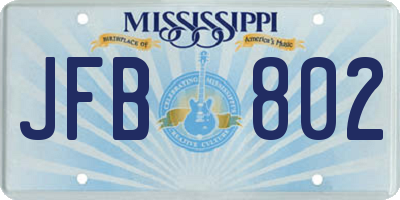 MS license plate JFB802
