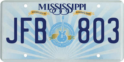 MS license plate JFB803