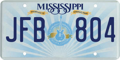 MS license plate JFB804