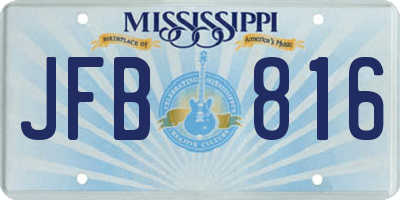 MS license plate JFB816
