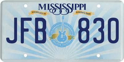 MS license plate JFB830