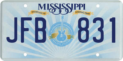 MS license plate JFB831