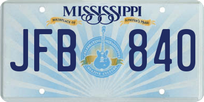 MS license plate JFB840
