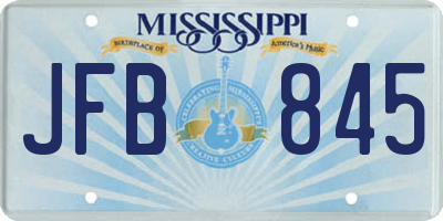 MS license plate JFB845